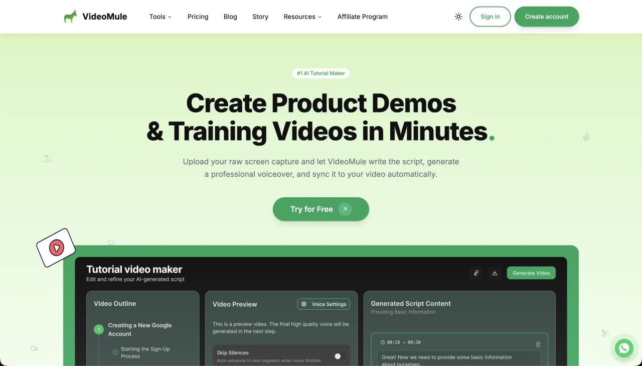 VideoMule product homepage